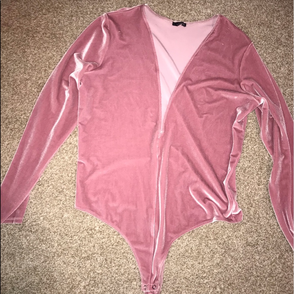 baby pink velvet body suit